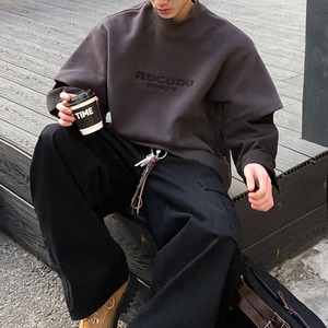 フェイクツーピースラウンドネックロゴスウェット　1173