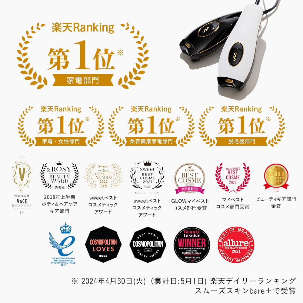 スムーズスキン pure fit 家庭用 光脱毛器 100万回照射 ヒゲ脱毛 産毛