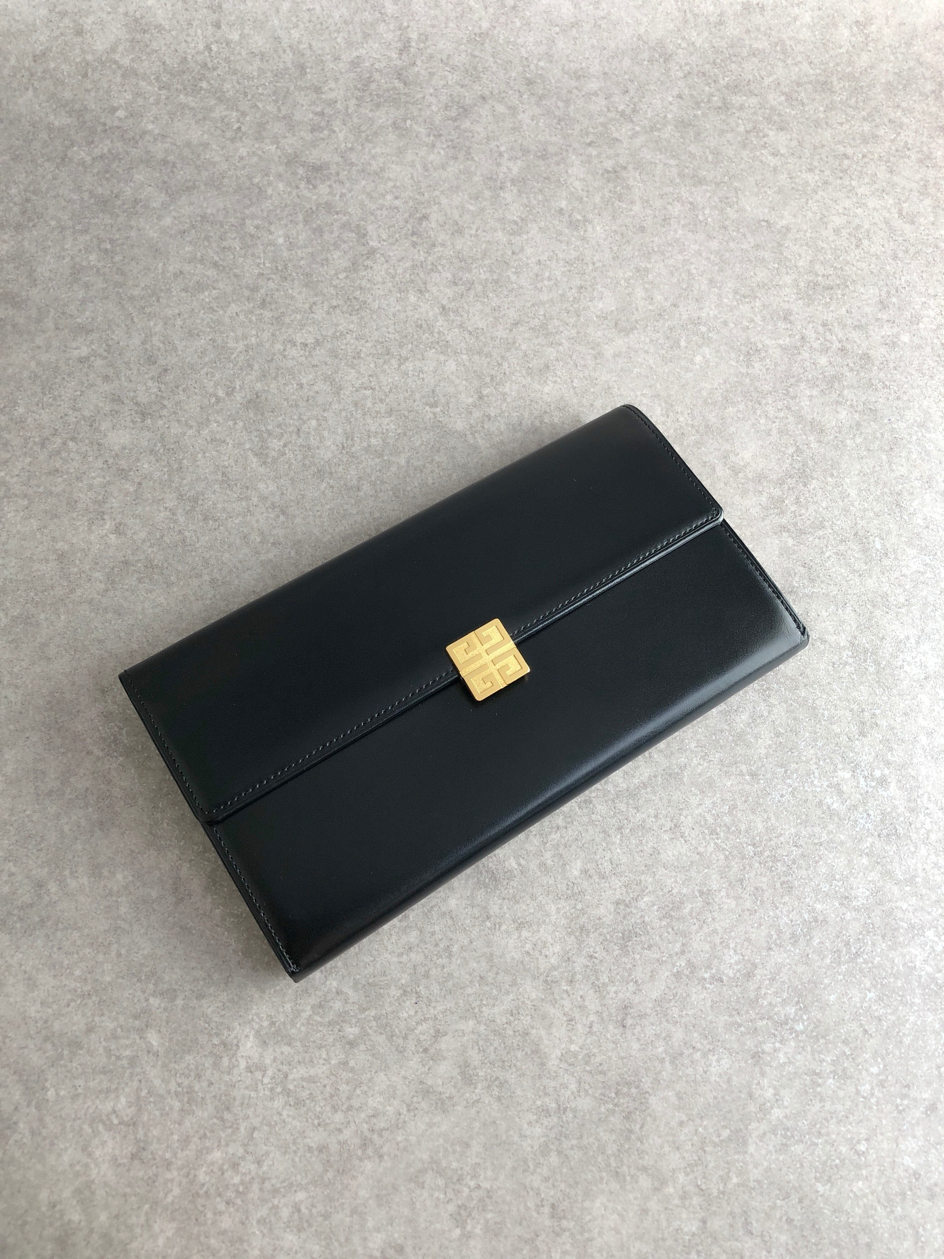 GIVENCHY ジバンシィ 財布 ブラック ロゴ レザー 長財布 vintage ヴィンテージ オールド a34me5