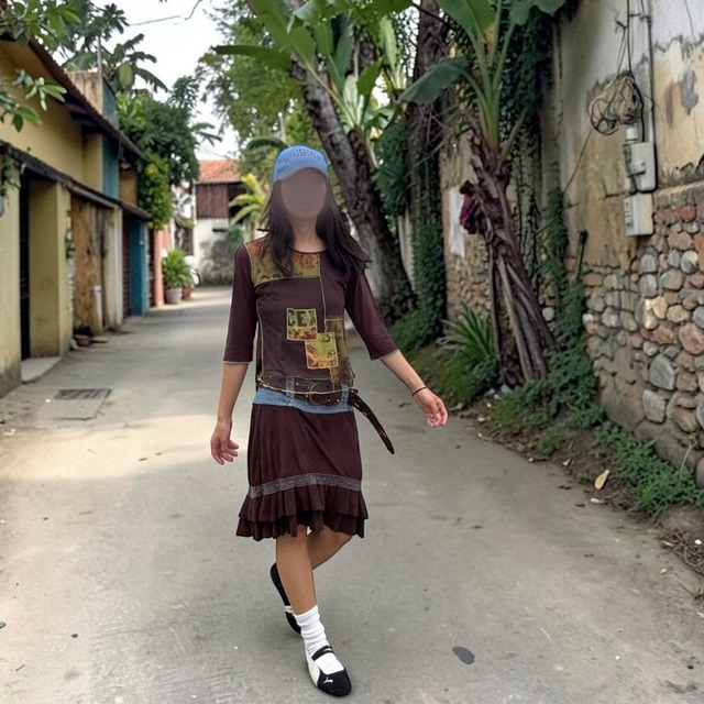 【LADIES】Y2K Patchwork Mesh Top - Fit S-M
