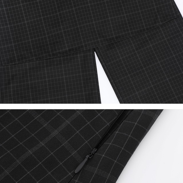 Check pattern layered pant skirt A00076