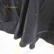 社交ダンス 衣装 スタンダード スカート レッスンウェア Dance Fashion Pier ダンスファッションピア 黒 無地 ブラック系 練習着 ダンス スカート おしゃれ 練習用 ダンス衣装 大人 女性 用 練習 トレーニング 伸縮性 ラインストーン シンプル クラシック ひざ下丈 フィット感 上品 スタイル コーディネート