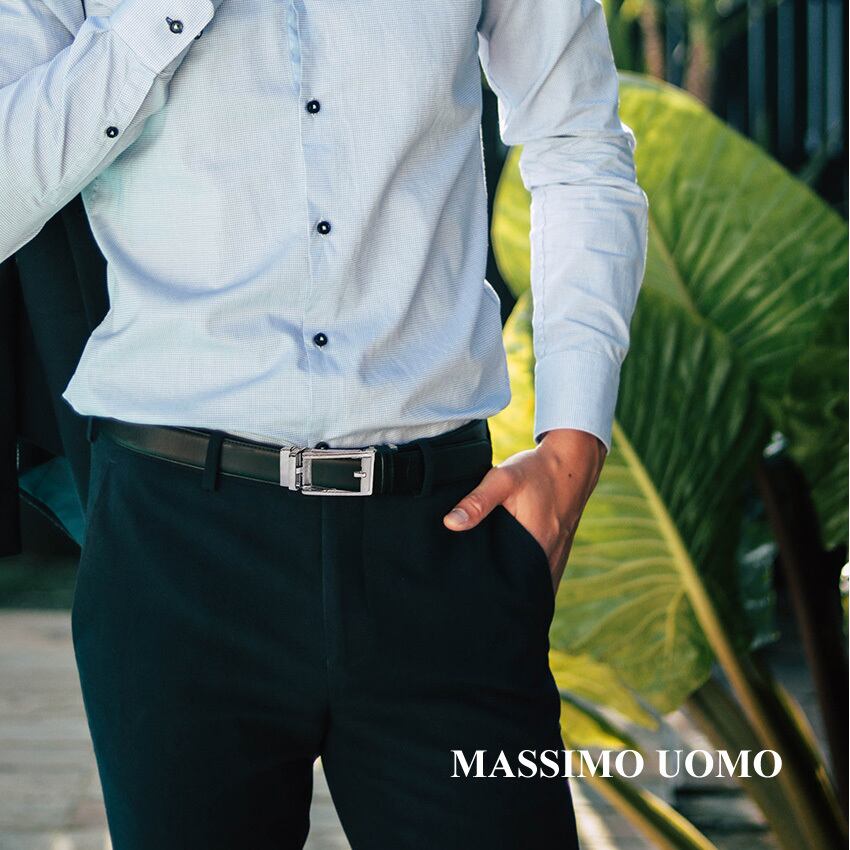 マッシモウォモ MASSIMO UOMO オートロック式 レザーベルトメンズ 革