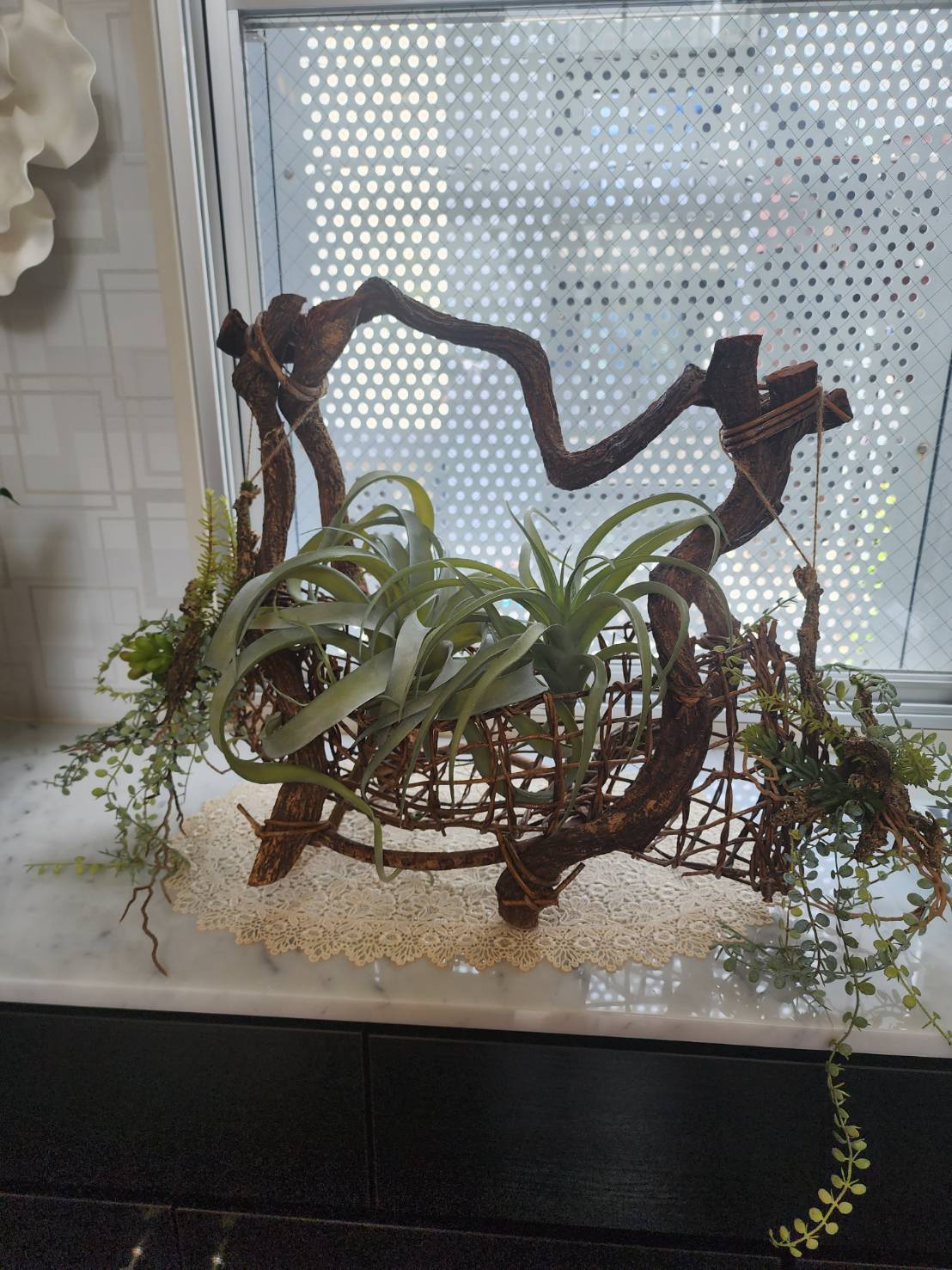 流木 グリーン エアープランツ 造花アレンジ