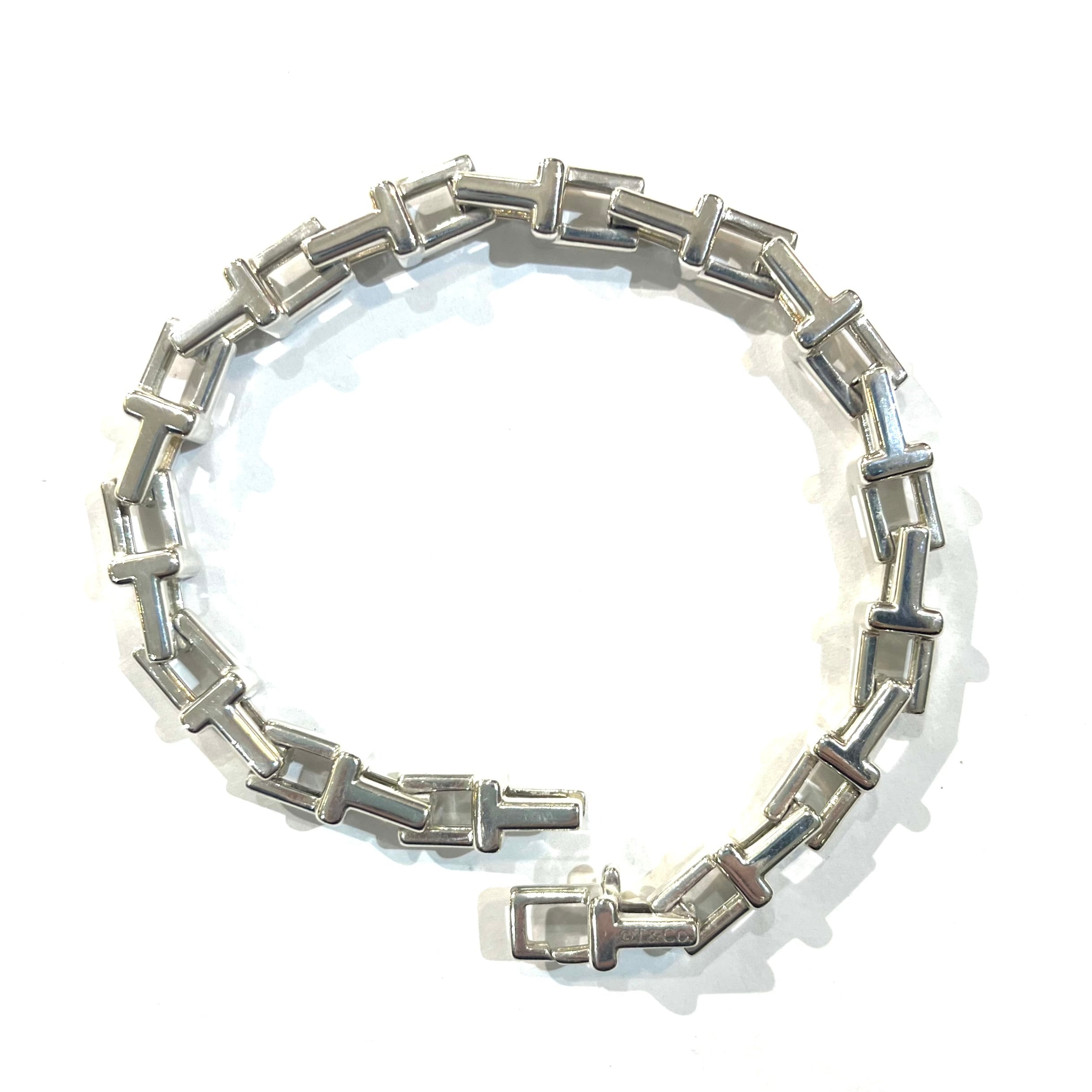 激レア【TIFFANY&CO. 】2290 重厚感Tモチーフ リンクシルバー