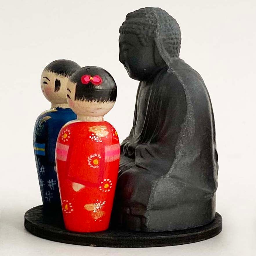 昭和の鎌倉スーベニイルこけしセット（黒）