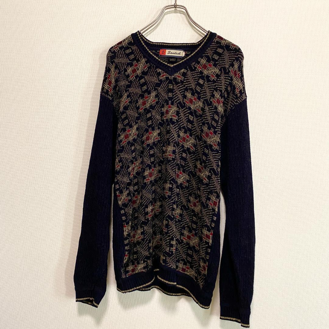 90s【VINTAGE】アメリカ古着 ニットセーター花柄 バラ柄 ノースリーブ  