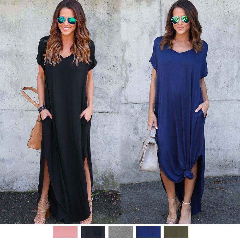 ワンピース レディース マキシワンピ Vネック ロングワンピ きれいめ