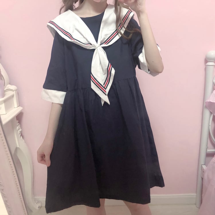 セーラー服 セーラーワンピース スカーフ風 コスプレ ガーリー ｒ058 Rumina Select Shop