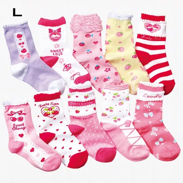 【予約商品】こども 靴下 いちご柄10足set