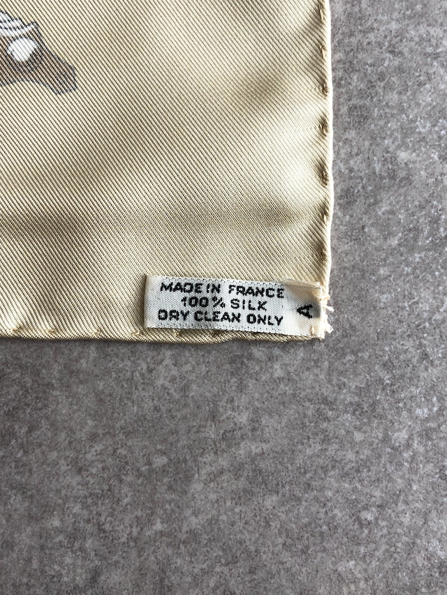 HERMES エルメス カレ90 スカーフ ベージュ×ホワイト シルク LES BECANES vintage ヴィンテージ オールド ketka2