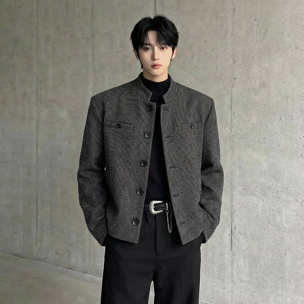 ヴィンテージスタイル スタンドカラーショートジャケット 2カラー D12123