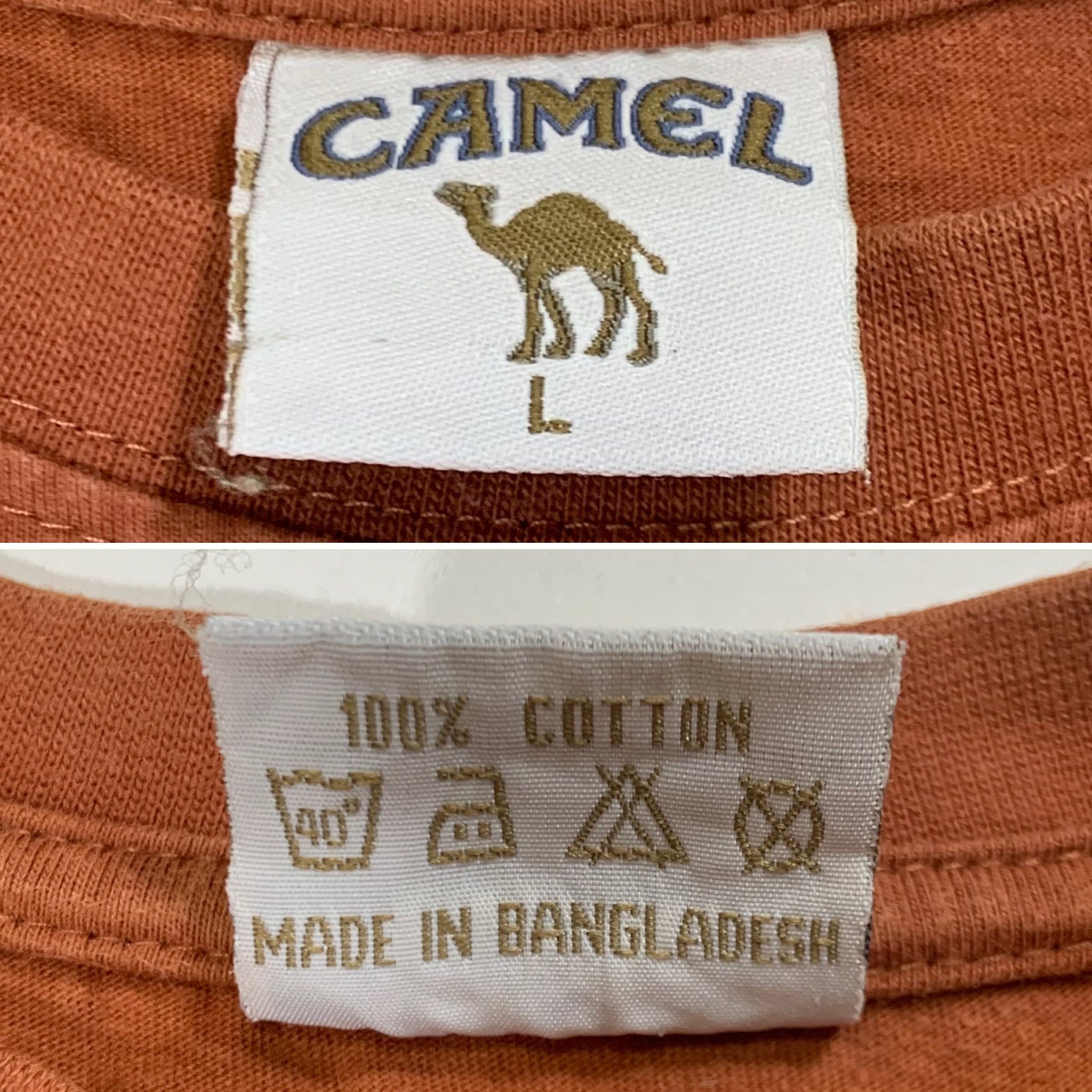 9450 CAMEL 半袖 ロゴ プリント Tシャツ キャメル タバコ 茶 L | San