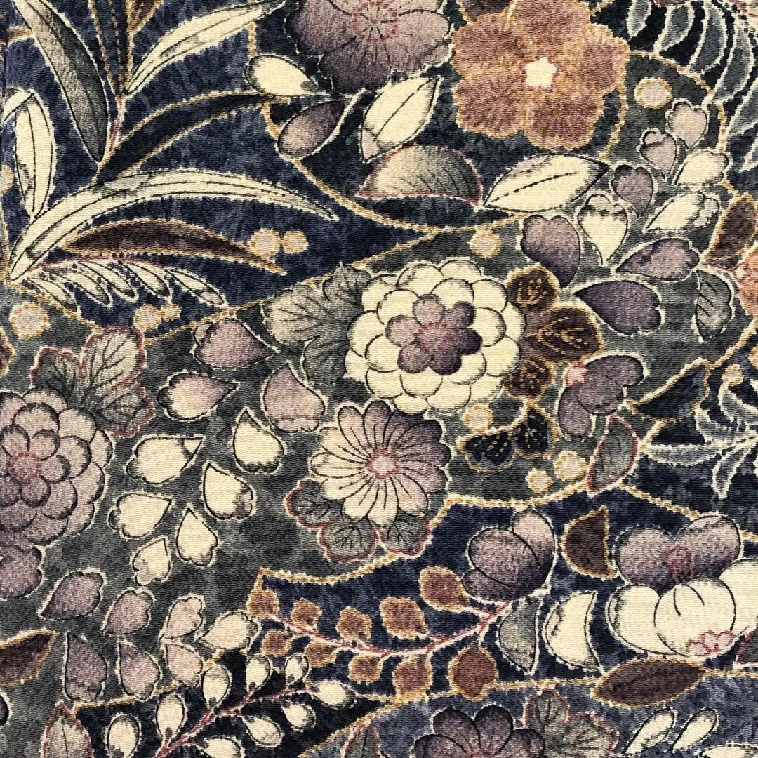 小紋 辻が花の美しい染模様 くすみカラー 縮緬 K-3497 | リユース着物  