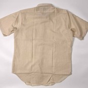60s 70s リネン混 Arrow アロー PERMA-IRONタグ ストライプ 半袖シャツ /ベージュ系 メンズ ビンテージ