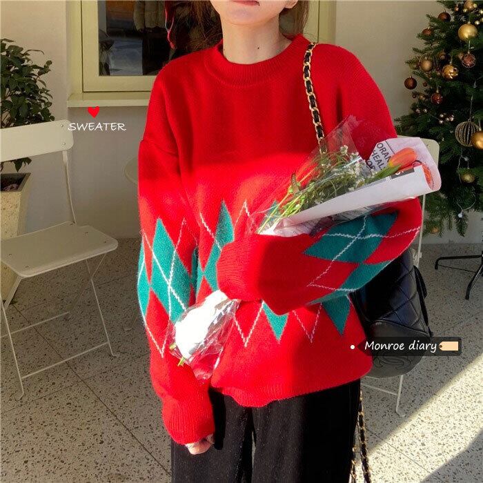 レッドセーター レディースルーズニットヴィンテージトップス コート オータム 秋物 ウィンター 冬物 ビンテージ モンロー16523260909
