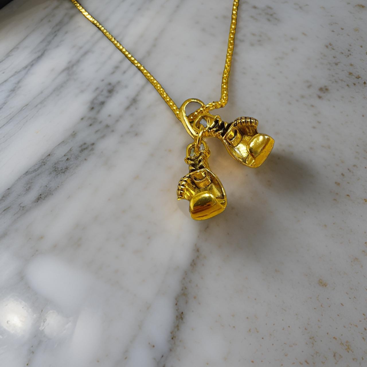 Boxing glove Gold necklace vintage style