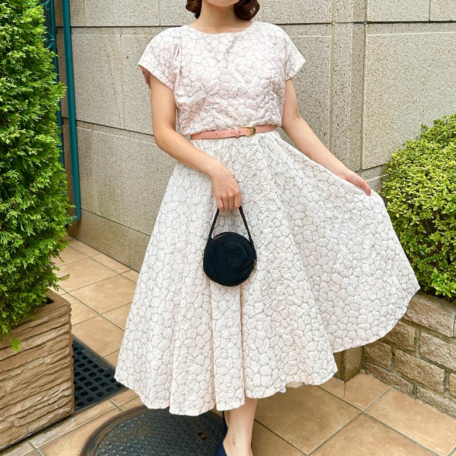 50's gray pink reaf dress