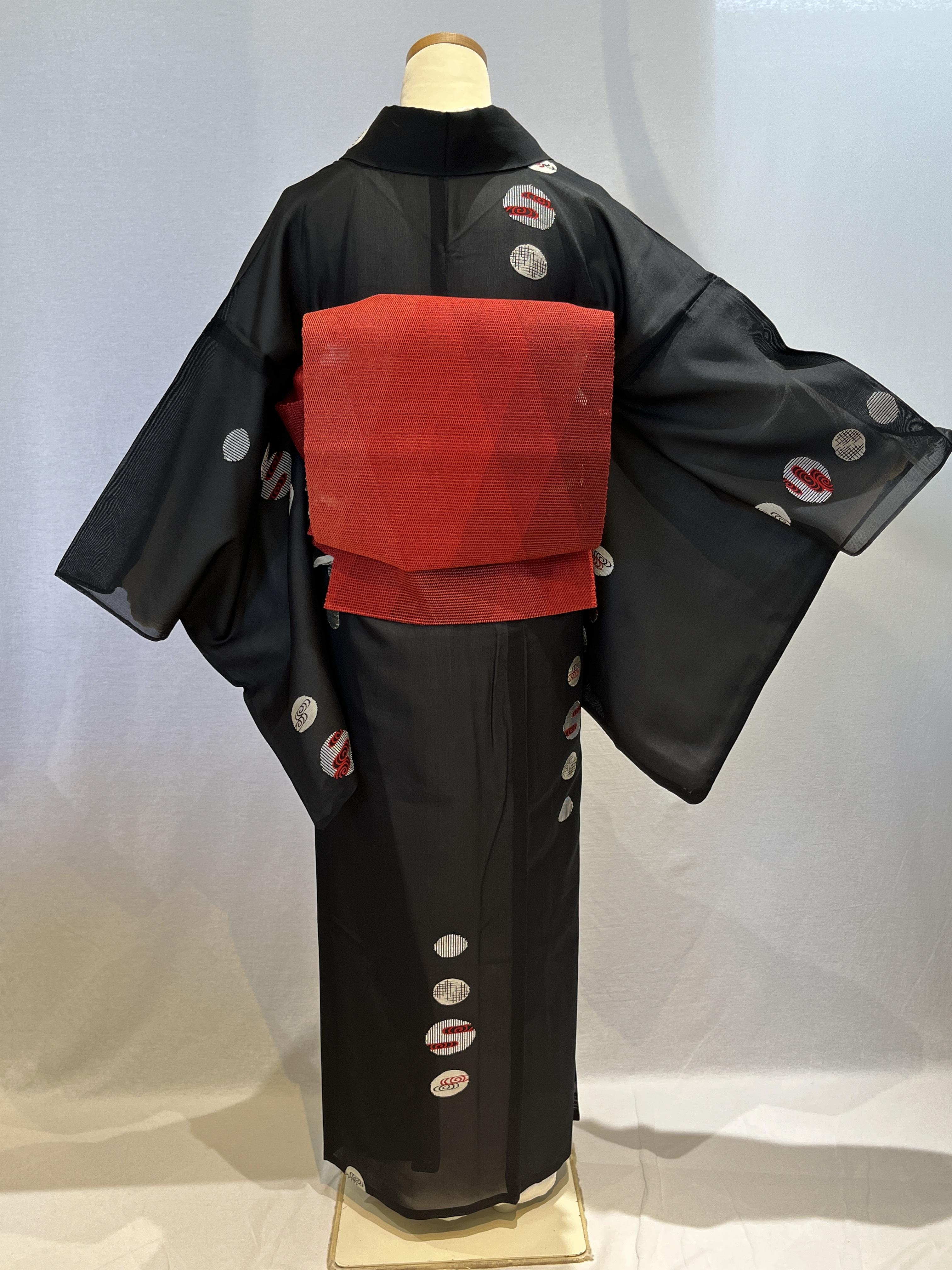 2184 アンティーク 夏用 紗 小紋 Antique Gauze Komon Kimono for
