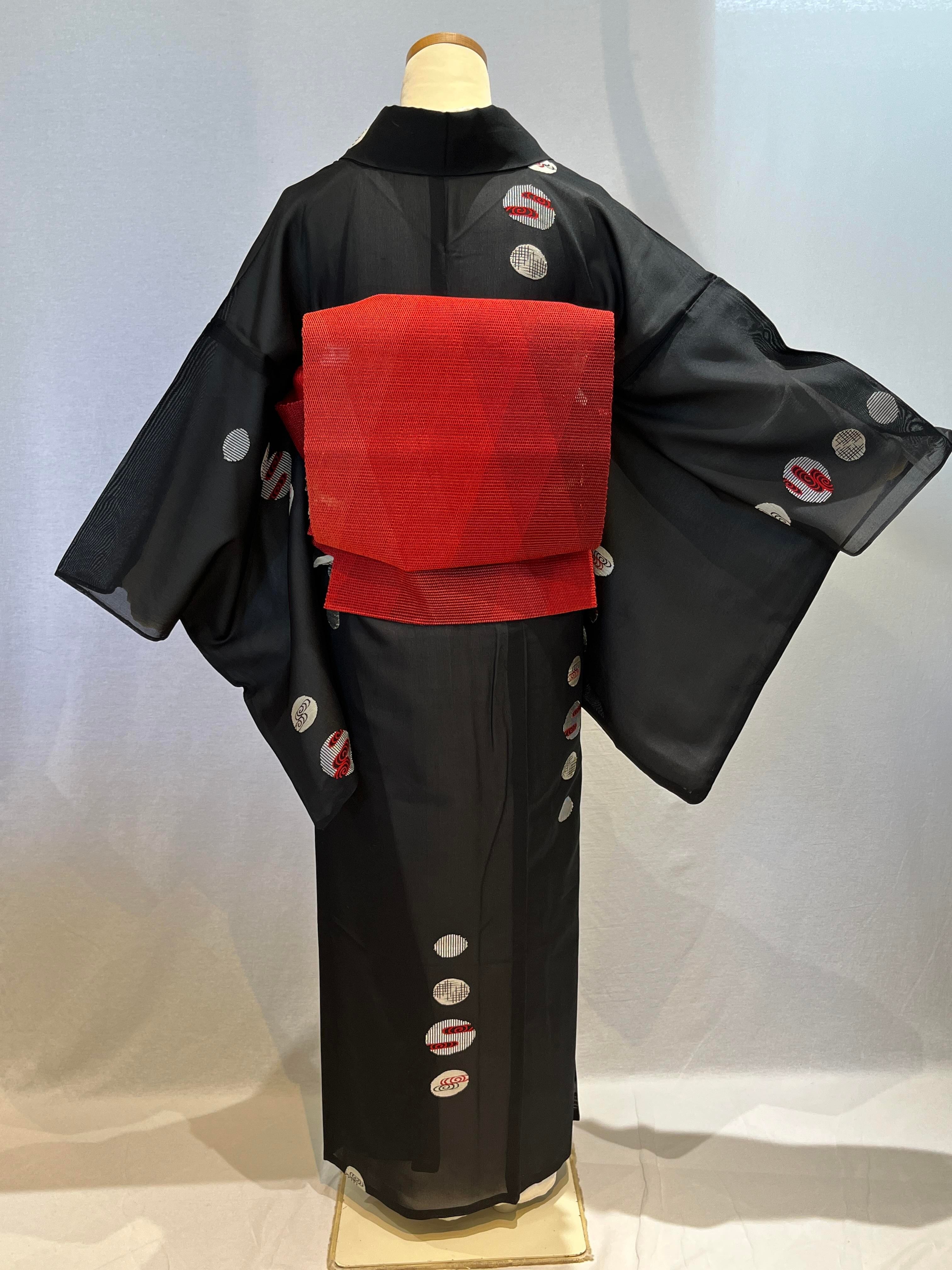 2184 アンティーク 夏用 紗 小紋 Antique Gauze Komon Kimono for