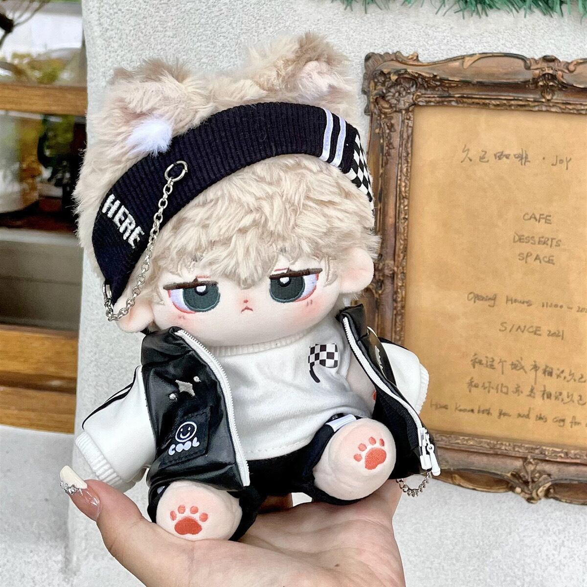 20cmぬいぐるみ用 トップス+パンツ+レザージャケット+帽子 おしゃれ