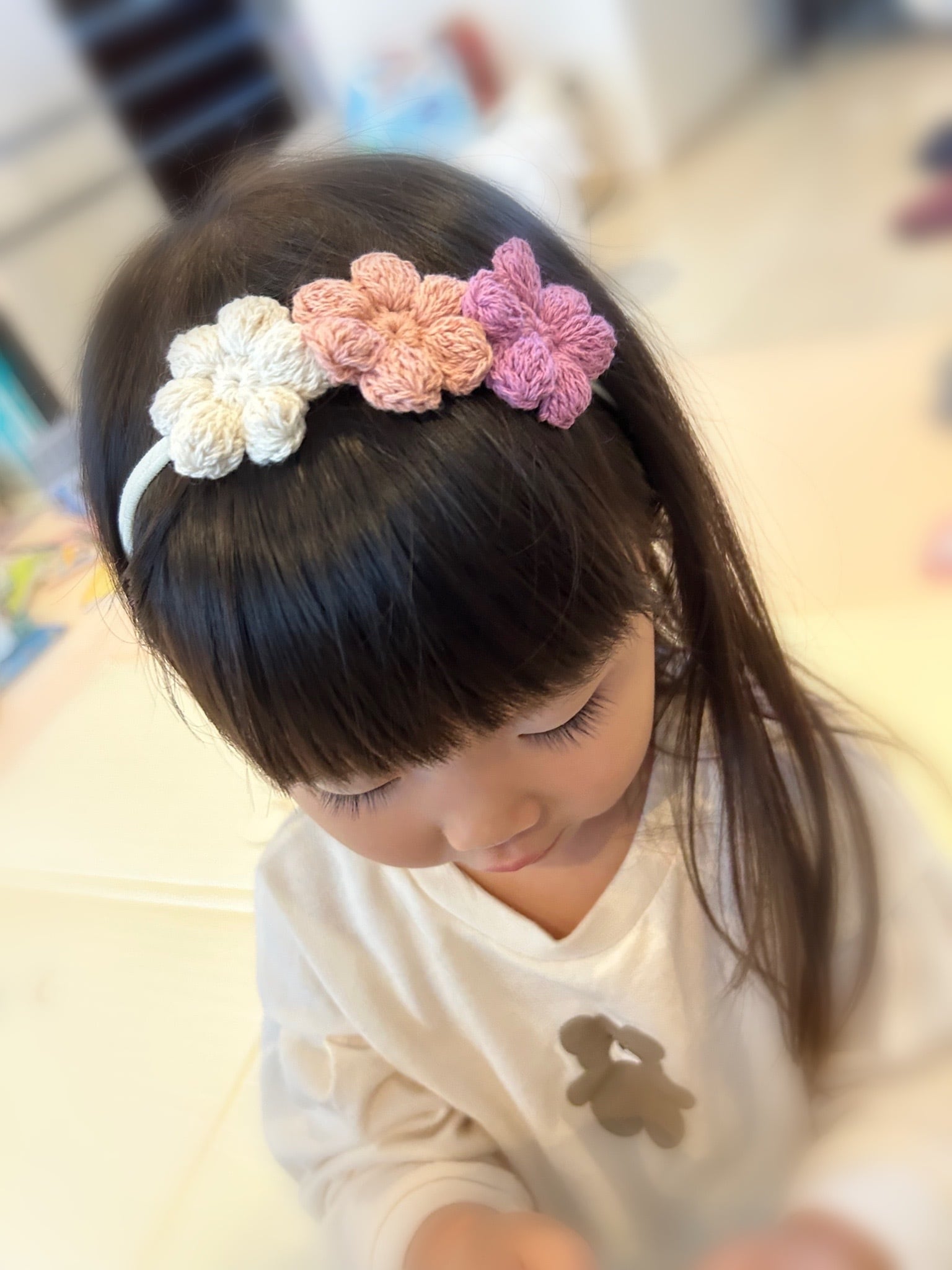 No.1-2 キッズ＆ベビー ぷっくりお花のヘアバンド【ラプンツェル