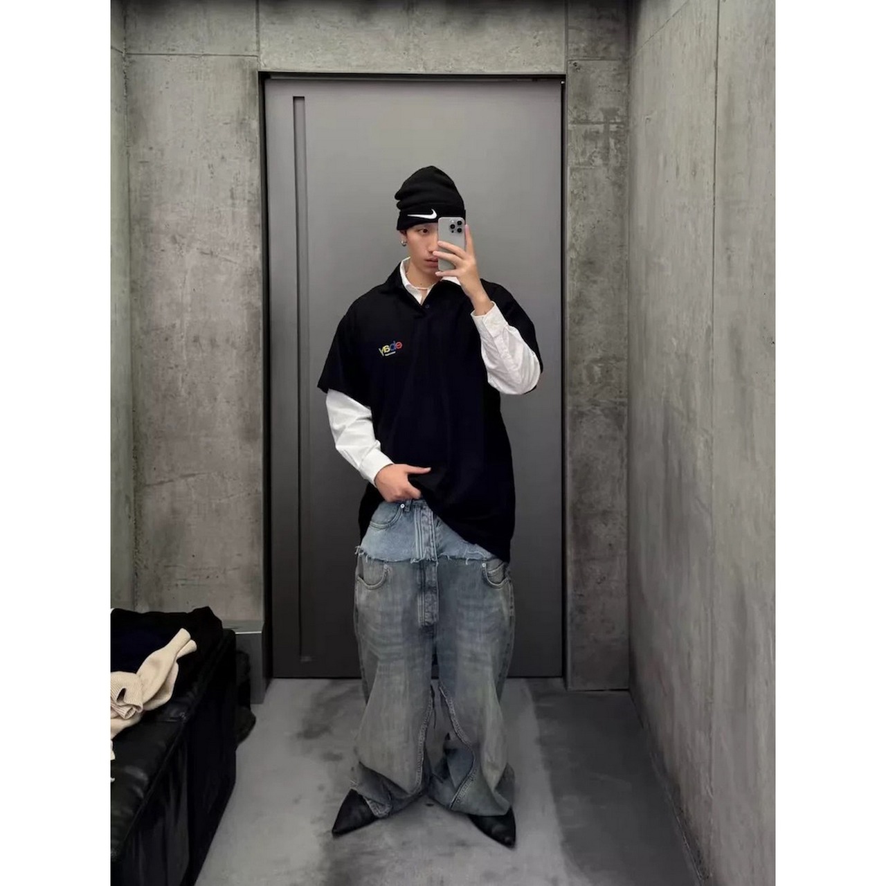 ストリート ダブルレイヤー デニムパンツ P270