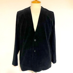 Sucker Corduroy No Collar Jacket　Black