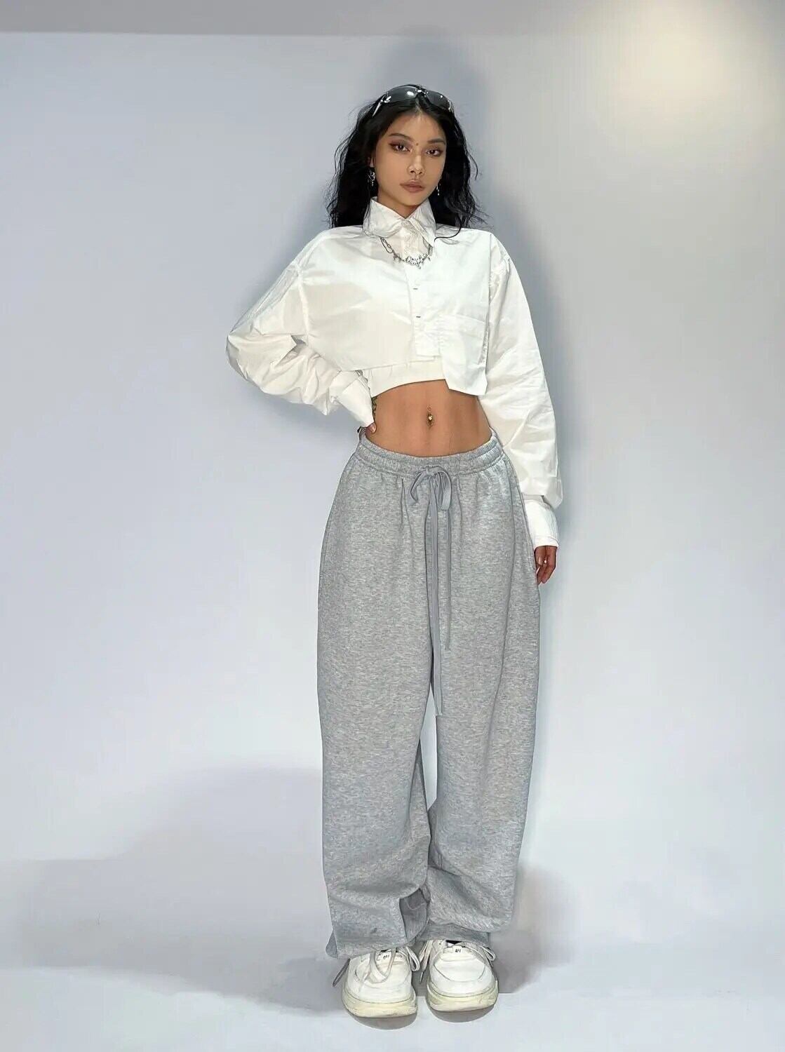 Kpop Y2K グレージョギングスウェットパンツ女性ヒッピーストリート