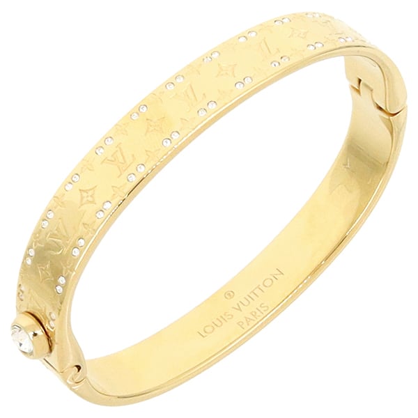 New LOUIS VUITTON ルイヴィトン リジッドブレスレット ナノグラム ストラス ゴールド Sサイズ バングル 新品