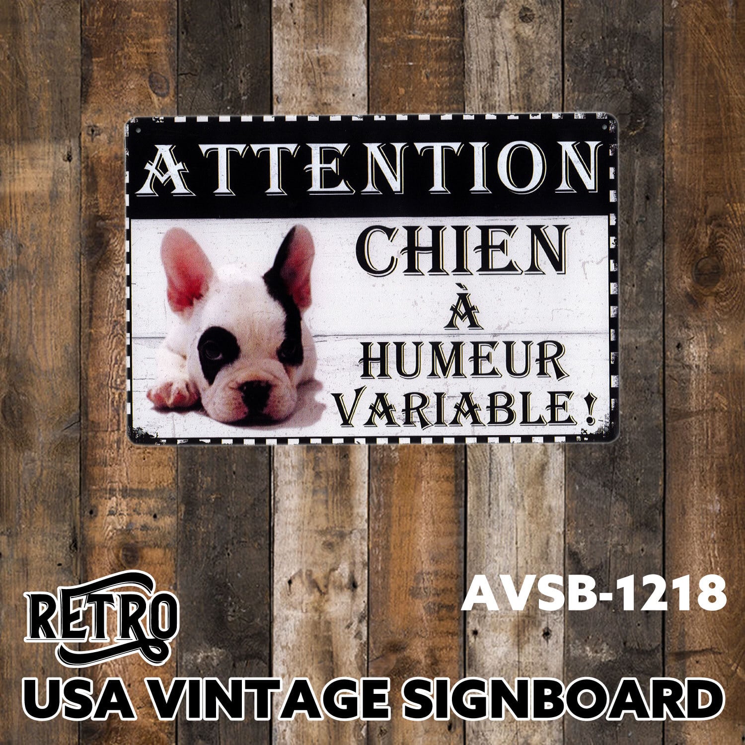 フレブル フレンチブルドッグ アメリカン雑貨 ブリキ看板 犬 動物