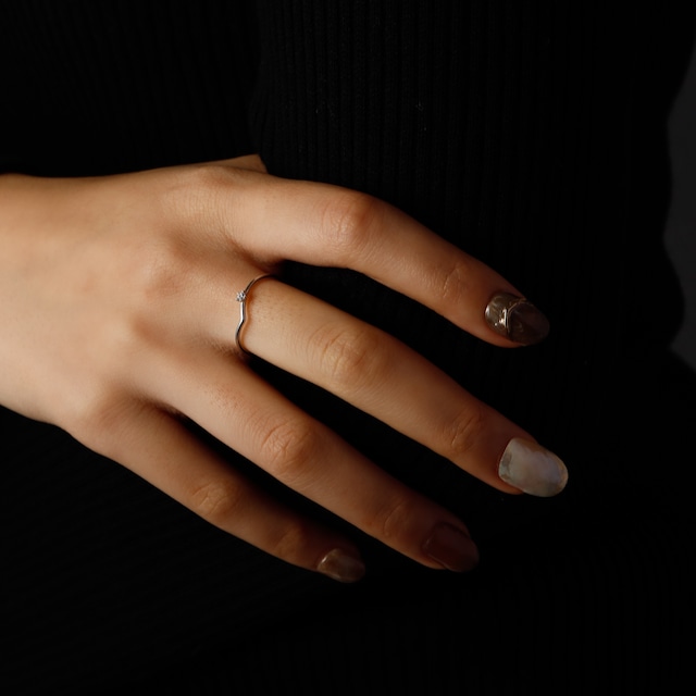 【Lamia】316L zirconia slope ring  #rr08