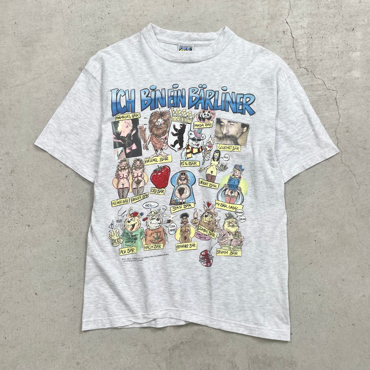 90年代 FOX TEES BERLIN ジョークプリントTシャツ アート メンズL相当 