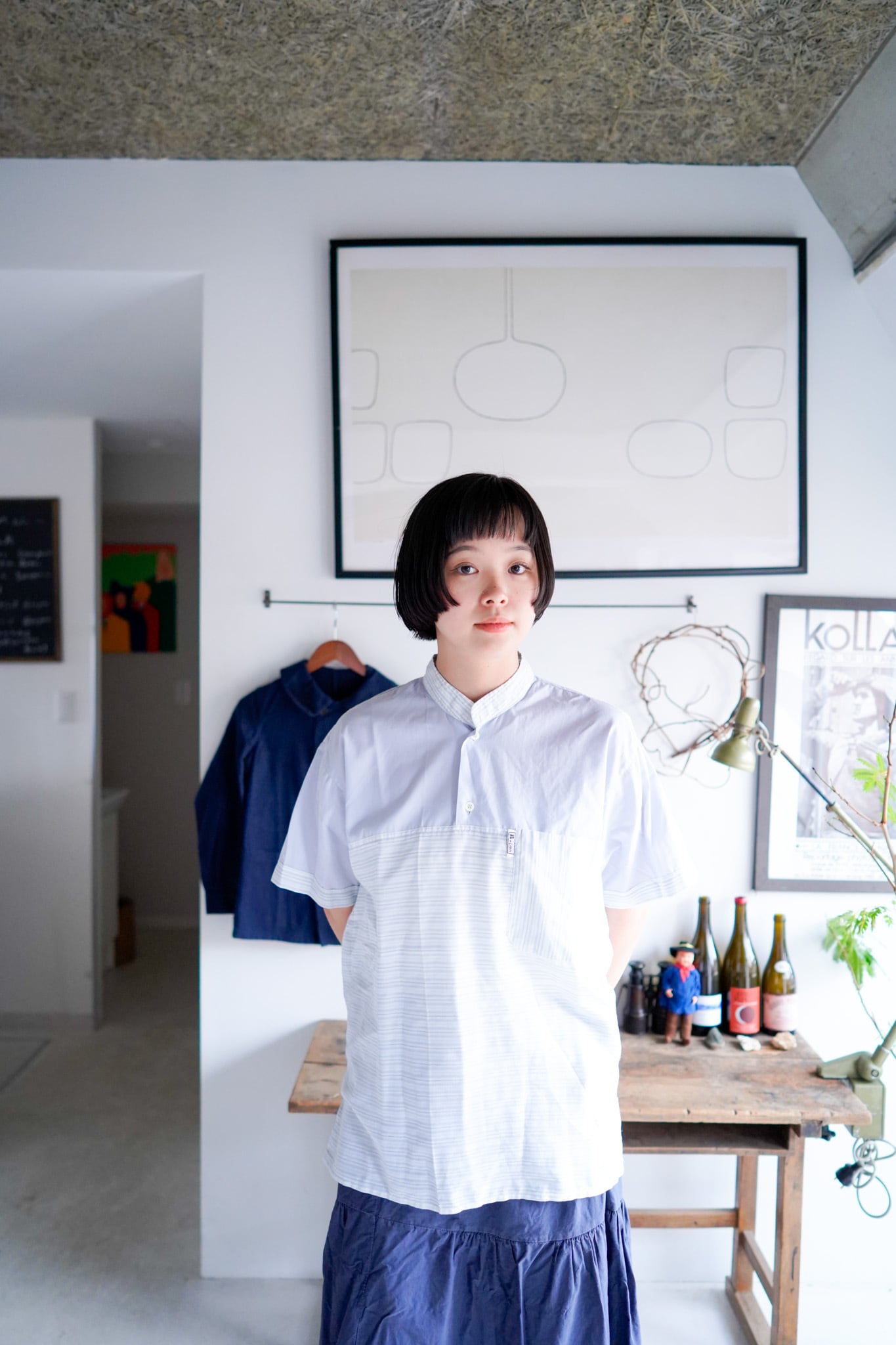 【1980s】"East Europe ,Smock Type" Short Sleeve Shirt /5-241