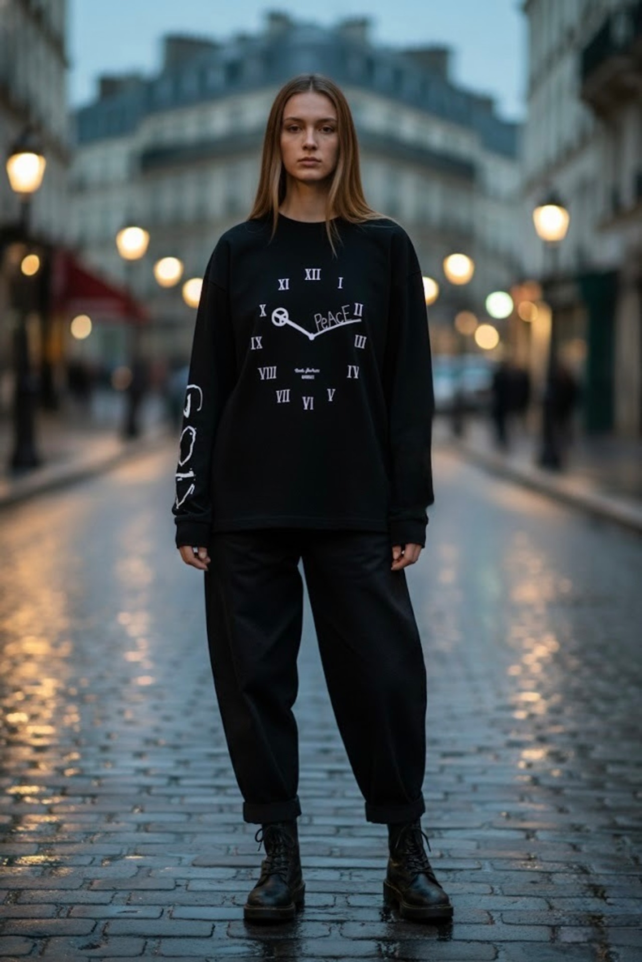 GODSIZE 2025 CLOCK L/S RELAXED FIT TEE [BLACK]