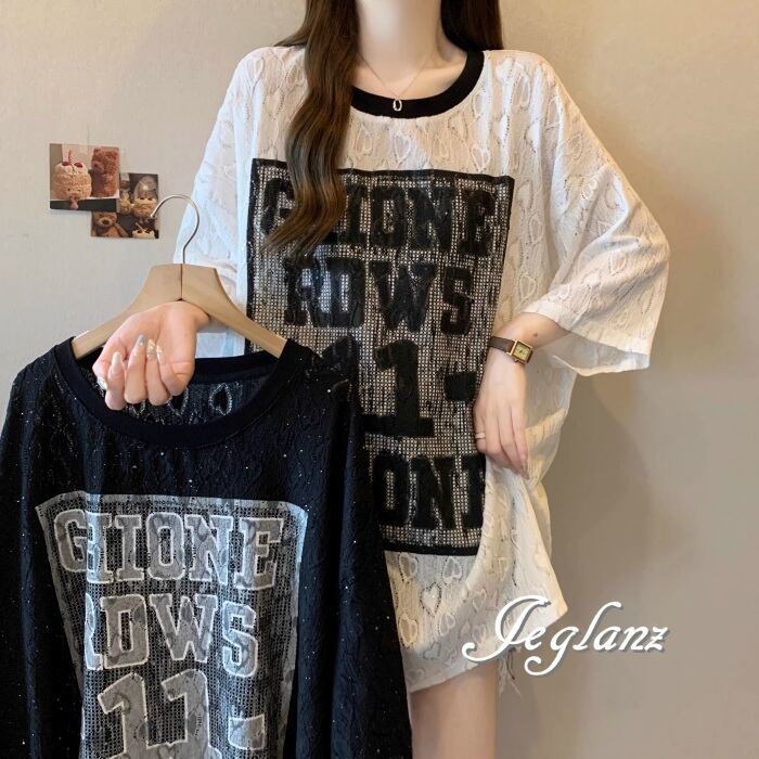 2色 ロンT トップス ロゴ プリント ハート柄 オーバーサイズ ♪(MA456)ρ