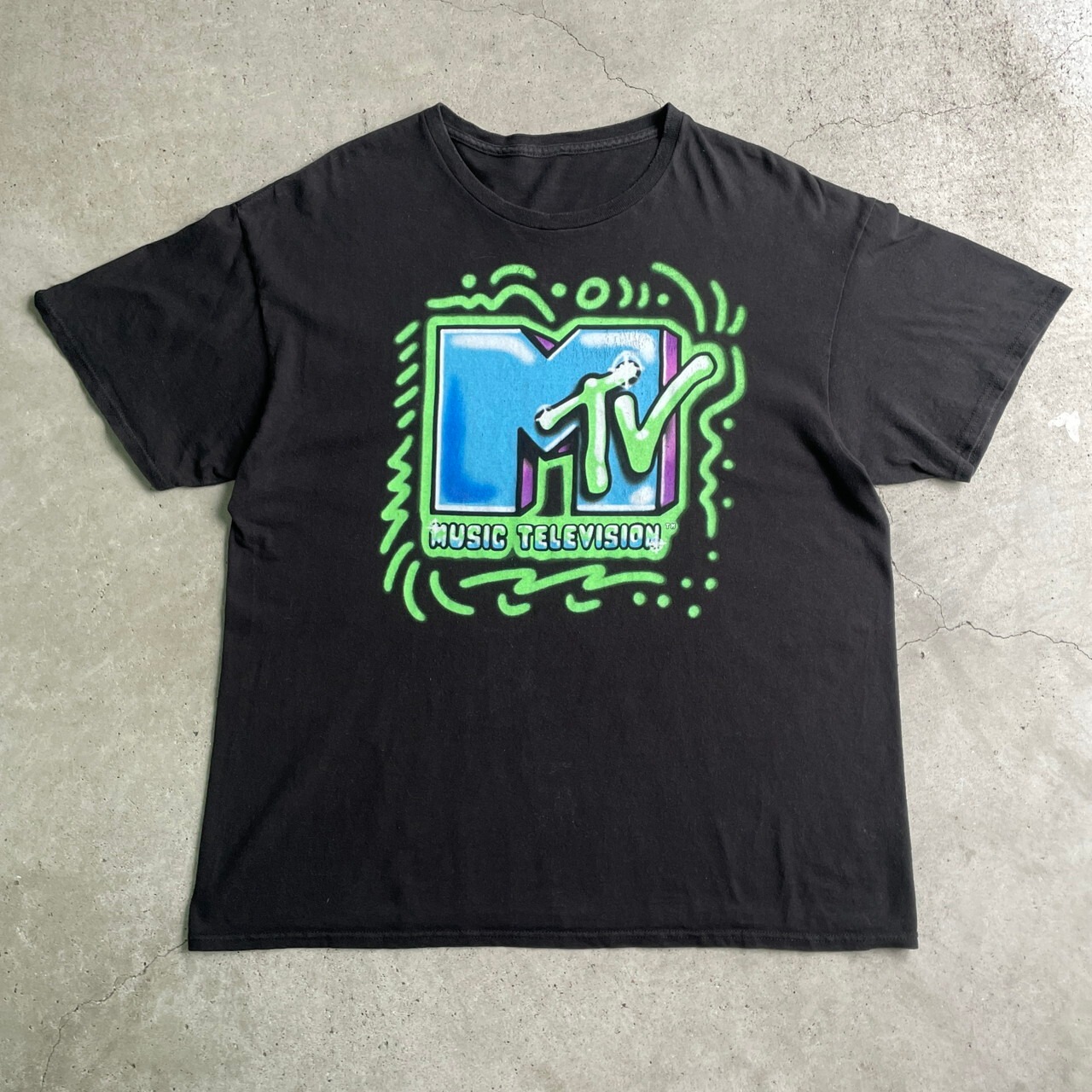 MTV グラフィックロゴ プリントTシャツ メンズXL 古着 企業ロゴ 