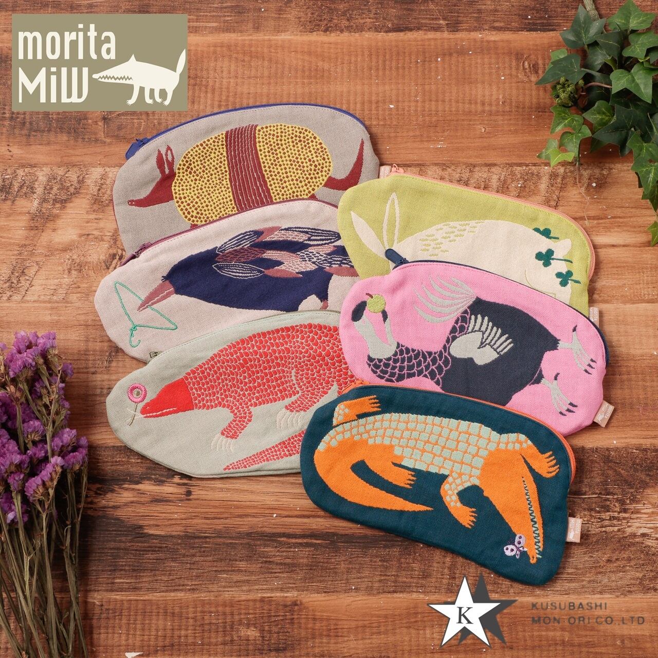 ポーチ 小物入れ 小さめ レディース morita MiW / 森田MiW × 楠橋紋織 コラボ ブランド 綿 100% ガーゼ生地 丈夫 ペンケース コスメポーチ 収納 便利 動物 アニマル うさぎ 鳥 ギフト プレゼント Kb012