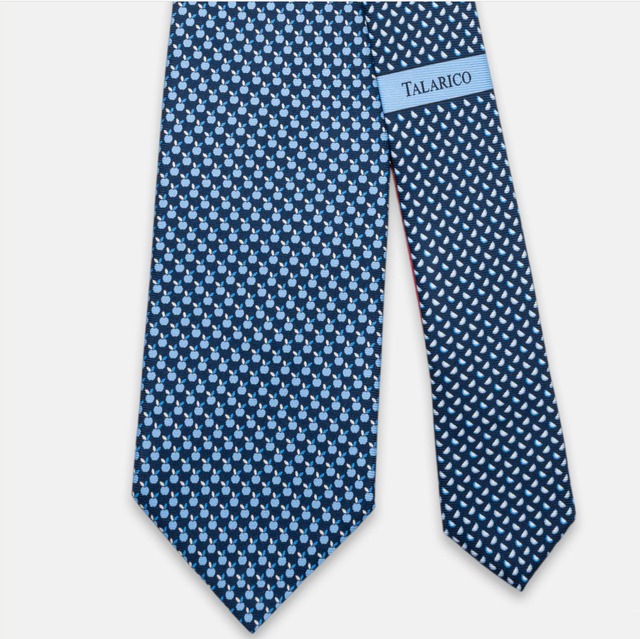 3-fold Silk Tie, Apple Pattern, Sky Blue - JC061898_7