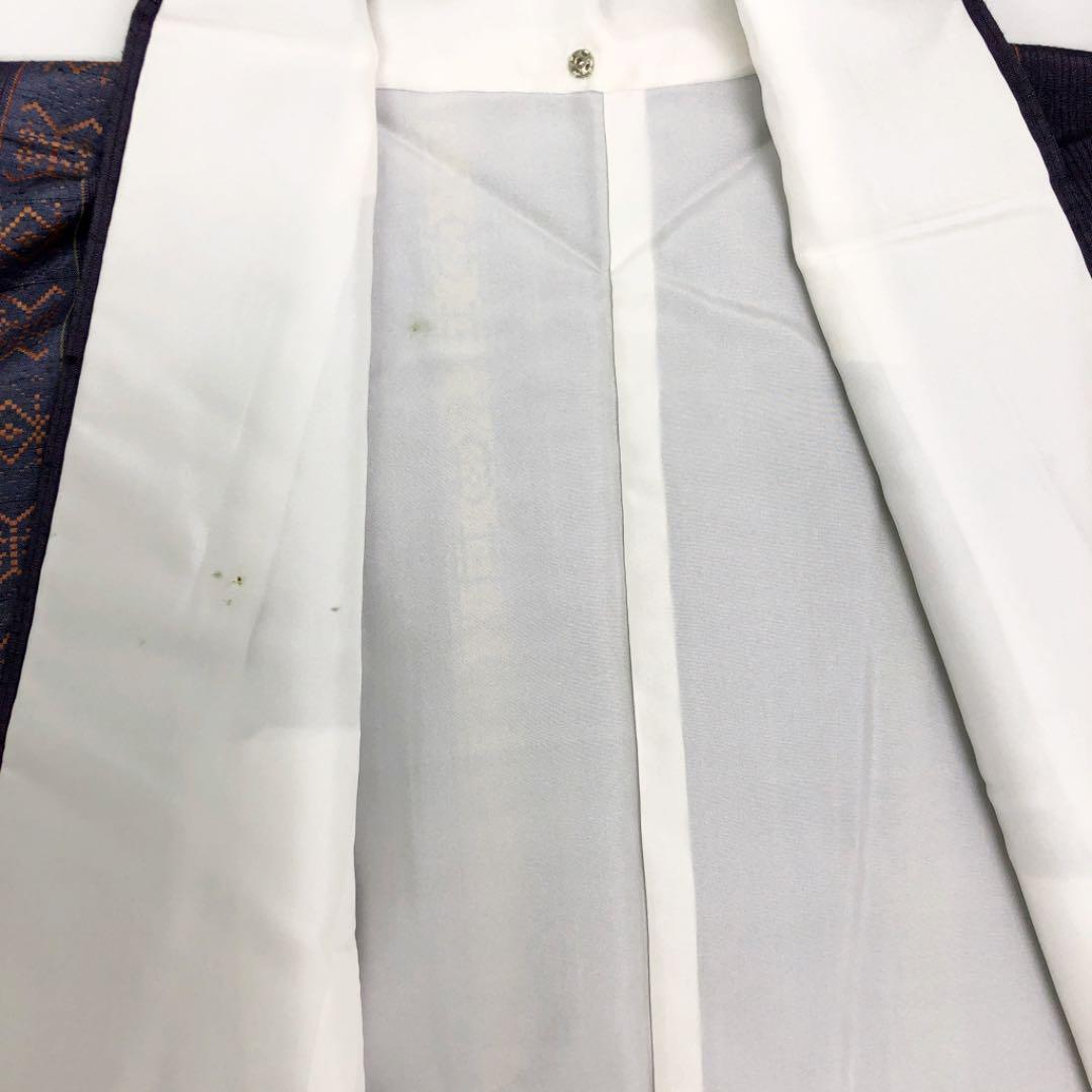 本場真綿結城紬 花織 草木染 証紙付 縦柄模様 トールサイズ K-2553  