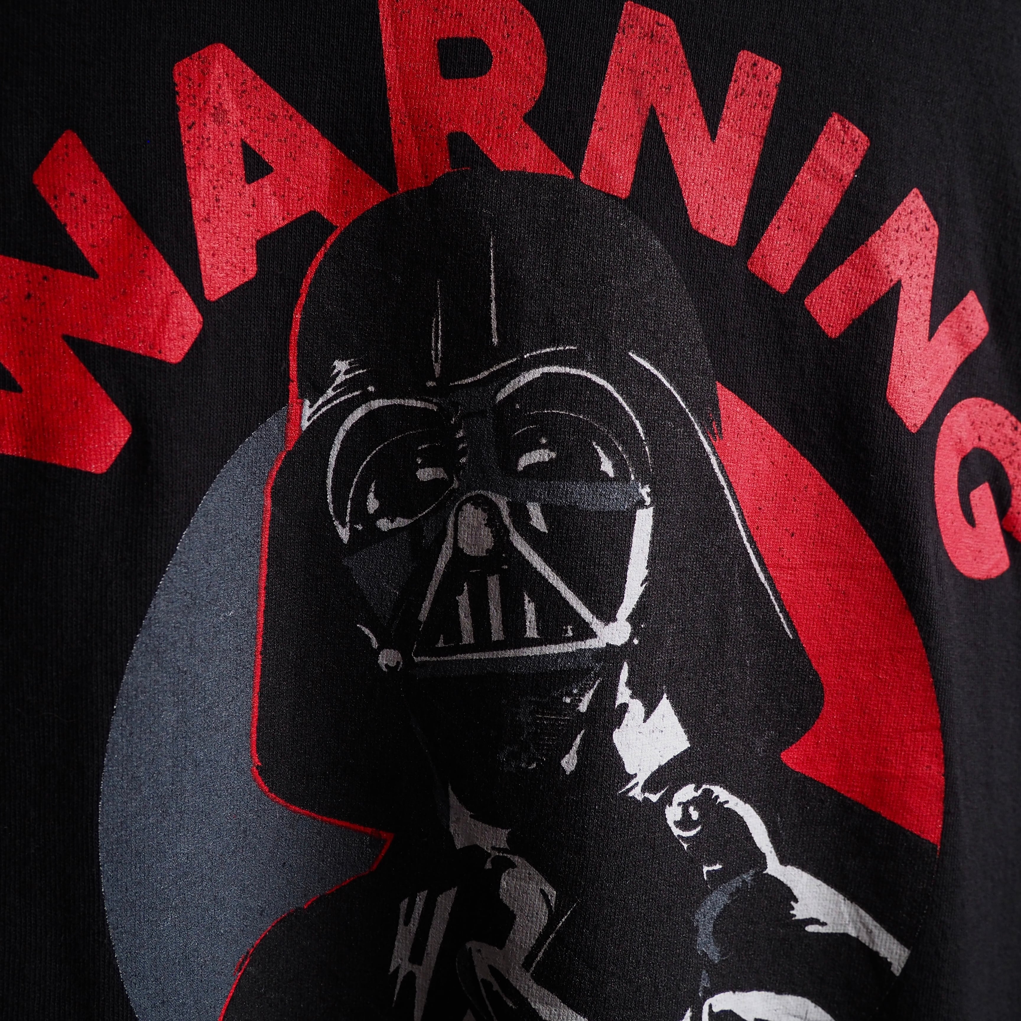 ” STARWARS ” ” Warning!Darth Vader ” printed Black loose Tee