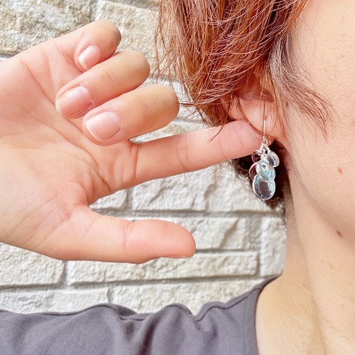 【水色×ブラウン】小ぶりなつぶつぶサークルピアス イヤリング  イヤーカフ