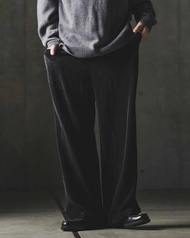 【GLIMCLAP】ベロアファブリック ワイドストレートパンツ　(19-016-gla-cf)