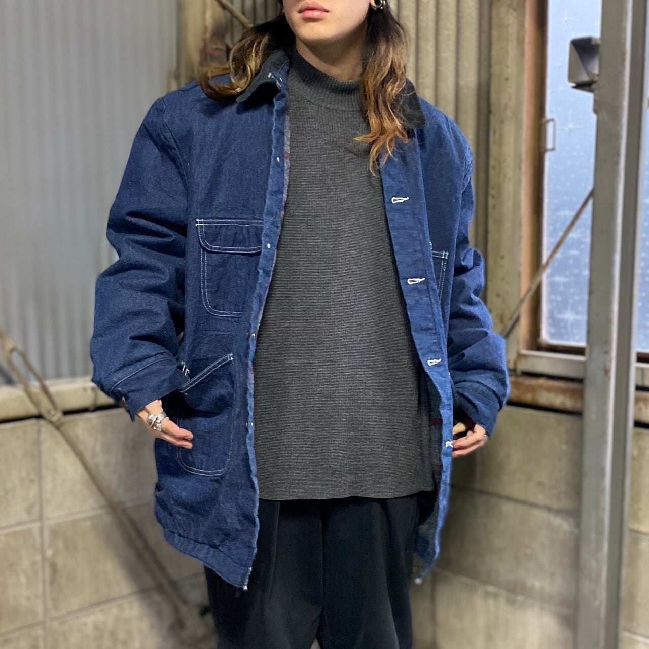 ビッグサイズ 90年代 ビンテージ WORK WEAR BY Wrangler ラングラー デニム カバーオール ワークジャケット メンズ2XL相当  古着 ブランケットライナー 濃紺 90s ヴィンテージ 大きいサイズ【ワークジャケット】 | cave 古着屋【公式】古着通販サイト