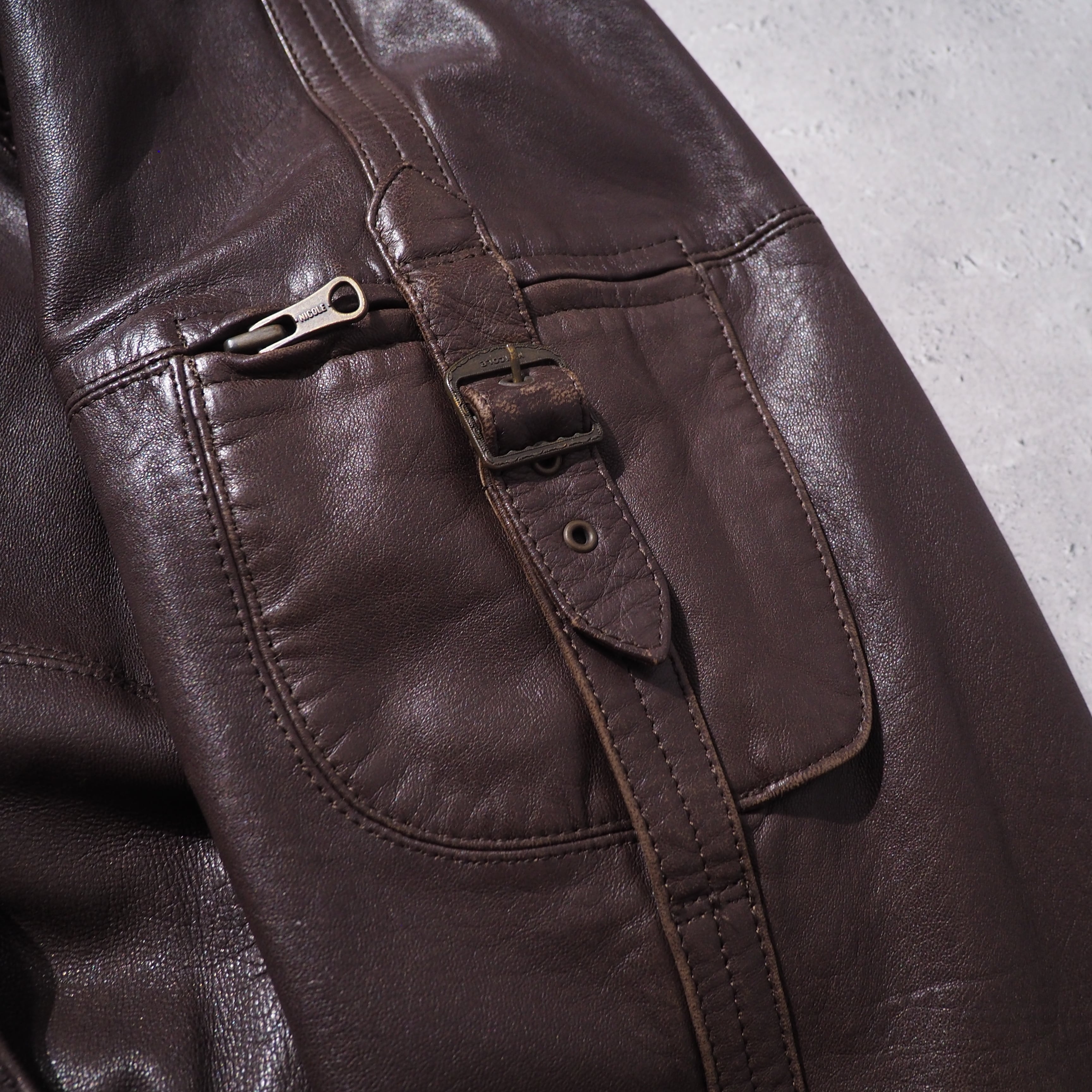 1980s " Monsieur NICOLE " Special N2-A sampling vintage Sheep leather jacket ムッシュニコル N2-A サンプリング レザージャケット