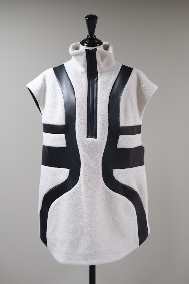 【Mame Kurogouchi】Wool Boa Vest - ecru -