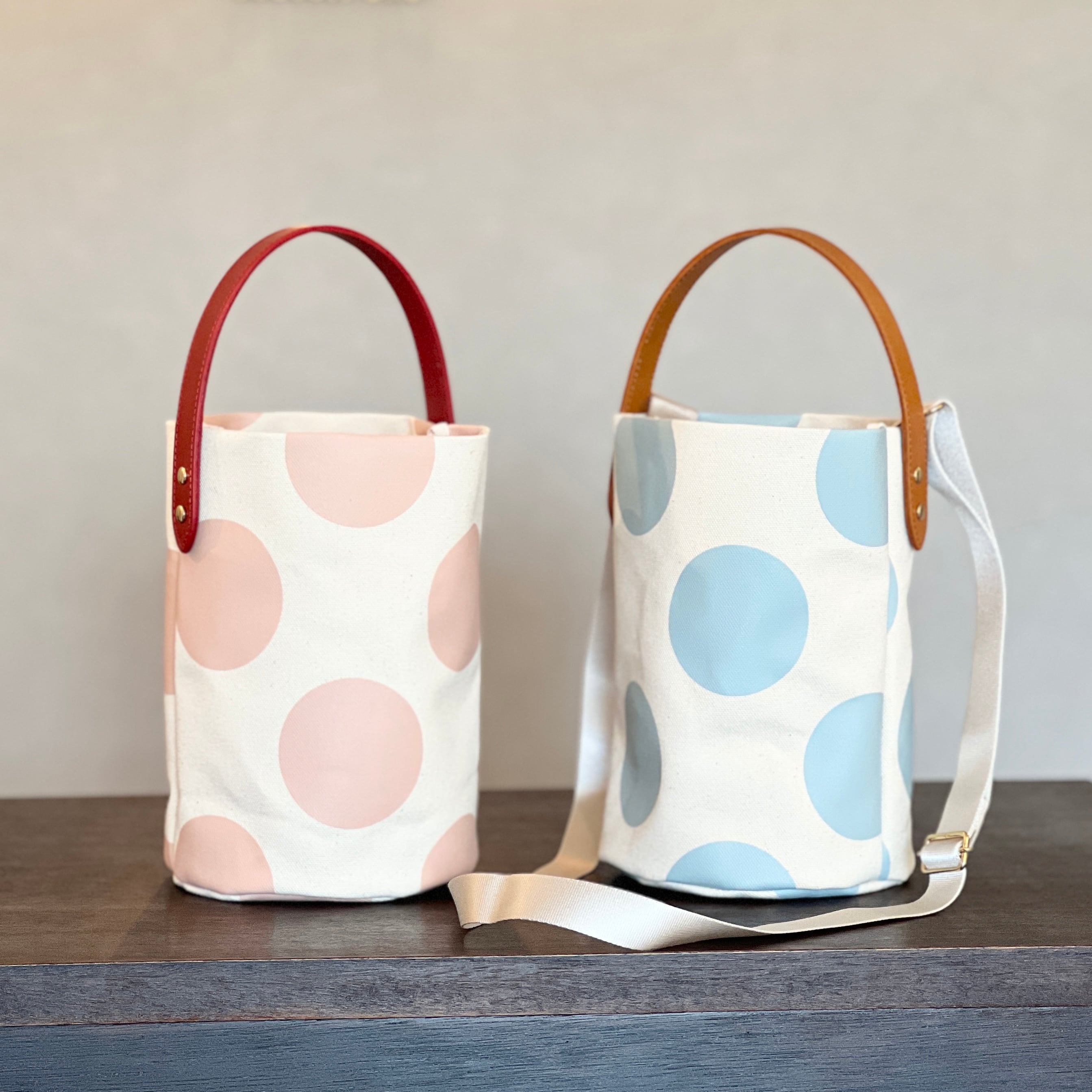 〔限定色〕ドットバケツバッグ Sサイズ 本体 ピンクドット / ブルードット