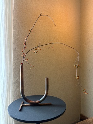 157 銅製の花器・枝ものセット