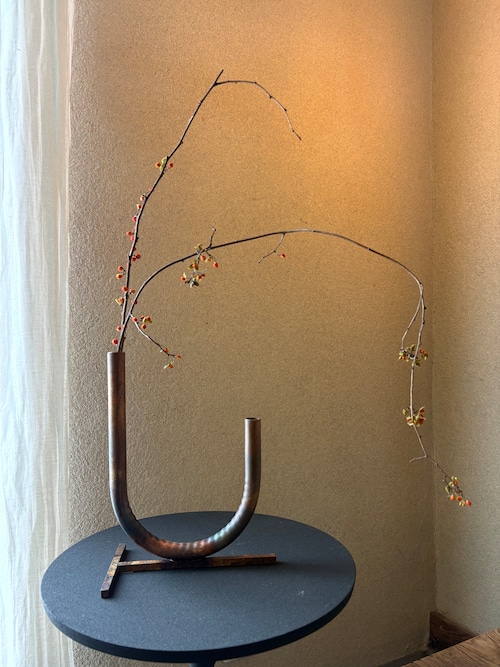 157 銅製の花器・枝ものセット