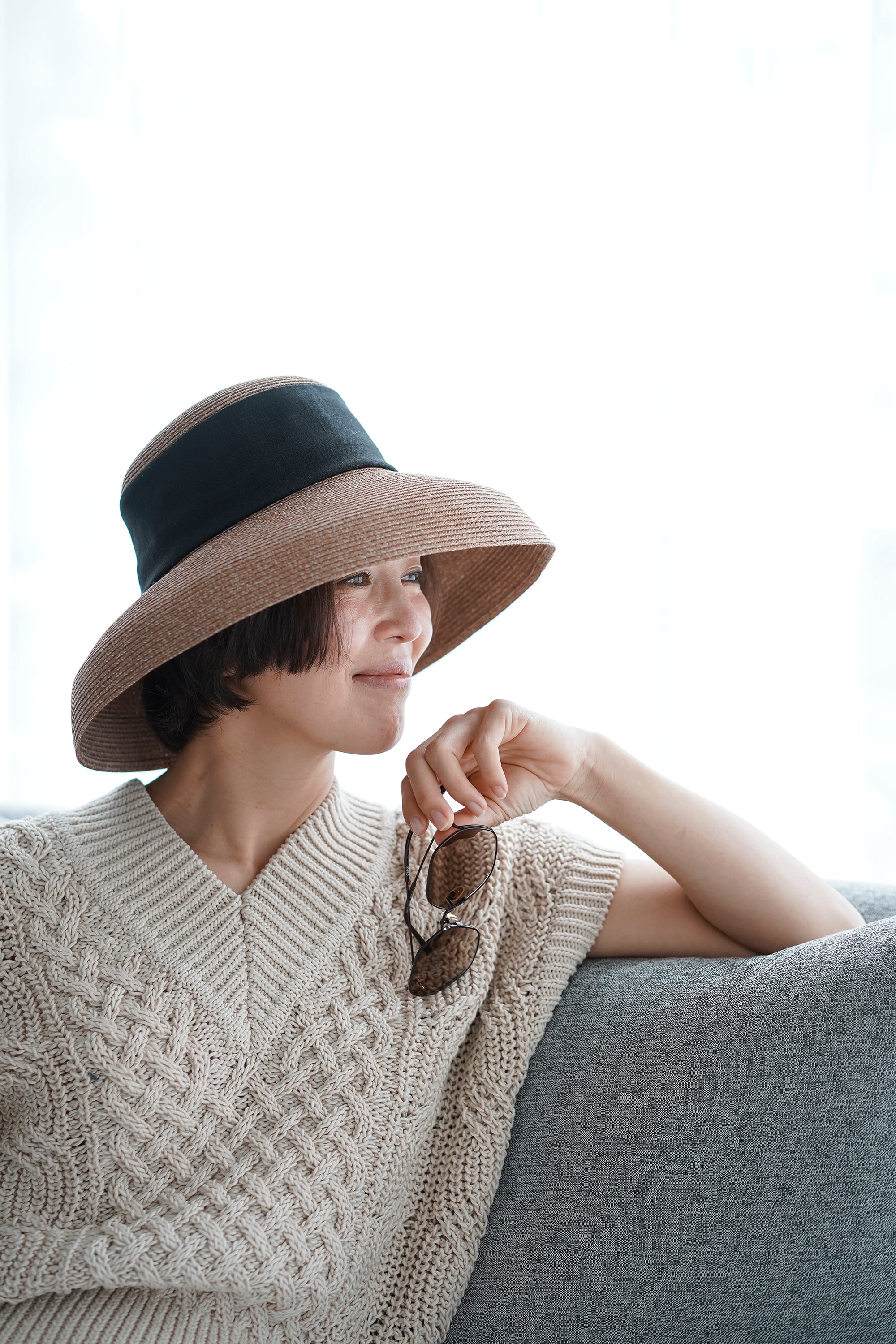 丸めて洗える SUMMER HAT ベージュ×黒 | THE9SHOP 丸めて洗える SUMMER HAT ベージュ×黒 | THE9SHOP
